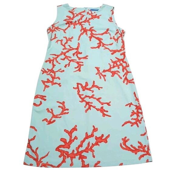 J. McLaughlin Sophia Shift Dress Size M Aqua Coral Print Catalina Cloth NEW NWT - Picture 4 of 12